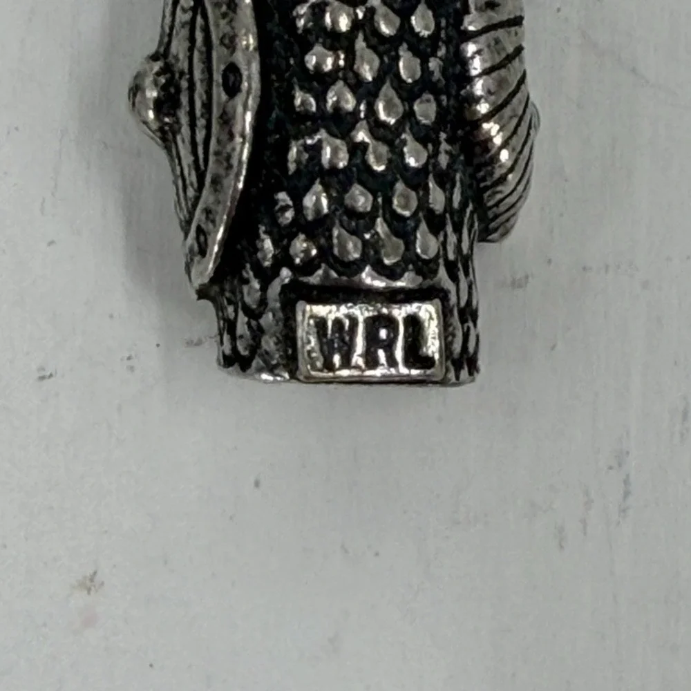 Vintage WRL British Pewter Viking Keychain Norseman Sword Shield Souvenir Gothic